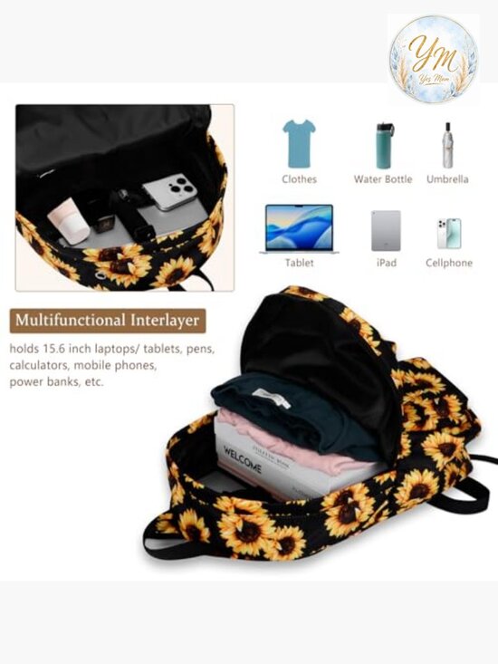 Water-Resistant Daypack Backpack with Laptop Compartment and Anti-Theft Pocket, main image 6
